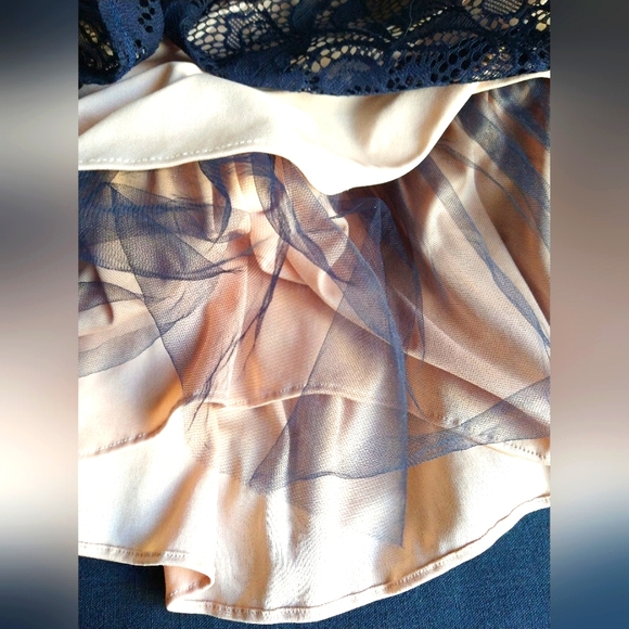 JADE WOMEN'S/MISSES SIZE LARGE DRESS DARK MIDNIGHT BLUE LACE TAN LINING NWOT - Picture 11 of 13